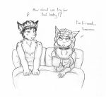  absurd_res anthro clothing collar crown cuckold domestic_cat dress duo eyewear felid feline felis female glasses gloves handwear hi_res male mammal meowmere monochrome prince princess royalty 