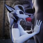  1:1 3d_(artwork) anthro balls breasts canid canid_demon canine canis demon digital_media_(artwork) duo fellatio female genitals hellhound helluva_boss hi_res knot loona_(helluva_boss) male male/female mammal oral penile penis s1nnerfox sex sucking vortex_(helluva_boss) wolf 