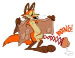  anthro balls bodily_fluids bottomless canid canine clothed clothing cum flashing fox genital_fluids genitals grin hi_res humor male mammal penis senedjem_(artist) smile solo tagme unusual_anatomy unusual_genitalia unusual_penis what_has_science_done 