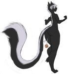  anthro black_body black_fur butt cork female fur long_tail looking_back mammal mephitid multicolored_tail necrothant nude onomatopoeia over_the_hedge simple_background skunk solo sound_effects standing stella_(over_the_hedge) text 