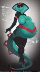  anthro belly big_belly clothing cobra dialogue digestion don_ko english_text eyeshadow female female_pred forked_tongue hi_res legwear makeup navel navel_piercing nipples oral_vore piercing reptile rumbling_stomach scalie snake solo_focus text thigh_highs tongue url vore 