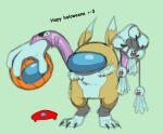  3_toes ambiguous_gender among_us anthro bakemon bandai_namco canid canine claws crewmate_(among_us) digimon digimon_(species) feet food fox fruit group halloween_costume innersloth lovettica mammal plant pumpkin renamon toe_claws toes video_games 