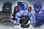  abs absurd_res anal anal_penetration anthro anus balls big_muscles black_body black_fur blue_body blue_eyes blue_fur blue_hair blush bodily_fluids canid canine clenched_teeth cutaway duo eye_contact fluffy fluffy_tail from_front_position fur genitals hair hi_res humanoid_genitalia humanoid_penis looking_at_another lying male male/male male_penetrated male_penetrating male_penetrating_male mammal mating_press missionary_position motion_blur muscular muscular_anthro muscular_male nunudodo on_back pawpads pecs penetration penis sex sharp_teeth simple_background smile sweat teeth thrusting yellow_eyes 