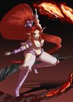  boots breasts clothed clothing ear_piercing ear_ring female fingerless_gloves footwear genie gloves green_eyes hair handwear harmony_(shantae) hi_res humanoid lava long_hair magic navel open_mouth piercing red_hair shantae_(series) solo sonicboom30813 video_games wayforward 