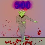  1:1 500 anonymous_artist anthro award bowing demon flower gesture humanoid leotoefinger male plant red_crown rose_(flower) salute solo 