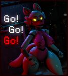  2021 3d_(artwork) animatronic anthro areola breasts canid canine dark digital_media_(artwork) english_text eyelashes female five_nights_at_freddy&#039;s fox funtime_foxy_(fnaf) glistening glistening_body glowing glowing_eyes inside looking_at_viewer machine mammal multicolored_body nipples nude open_mouth open_smile puffy_nipples robot smile solo text video_games walking white_body yellow_eyes zentaisfm 
