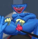  arm_on_leg arm_on_thigh arms_bent bent_legs big_mouth_(anatomy) blue_body bodily_fluids breasts crossgender digital_media_(artwork) disembodied_hand duo female fingering fluffy genital_fluids genitals groping_crotch hand_on_leg hand_on_own_leg hand_on_own_thigh hand_on_pussy hand_on_thigh hi_res holding_leg holding_thigh huggy_wuggy humanoid in_heat lips looking_at_viewer lying male male/female monster nipples on_back open_mouth poppy_playtime presenting psakorn_tnoi pussy pussy_juice red_lips shaded sharp_teeth size_difference smile solo_focus spread_legs spreading teeth thick_thighs touching_pussy vaginal vaginal_fingering video_games wide_hips 