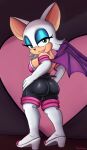  2021 anthro breasts butt chiropteran clothed clothing cranihum eyeshadow female hi_res looking_at_viewer looking_back makeup mammal rouge_the_bat sega solo sonic_the_hedgehog_(series) 