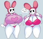  anthro big_breasts bra breasts cleavage clothed clothing clothing_lift female hi_res huge_breasts lagomorph leporid lewd_dorky mammal my_melody onegai_my_melody panties rabbit sanrio shirt shirt_lift simple_background solo topwear underwear video_games white_body 