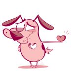  &lt;3 1:1 anthro blush canid canine canis cartoon_network courage_the_cowardly_dog courage_the_cowardly_dog_(character) domestic_dog footsam freckles happy holding_object love male mammal markings nervous pink_body shy simple_background smile solo spots spotted_markings standing white_background 