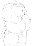  2021 3:4 anthro belly bulge canid canine canis clothing domestic_dog hi_res jockstrap kemono kipchin_2nd00 male mammal moobs navel nipples overweight overweight_male simple_background sketch solo underwear white_background 