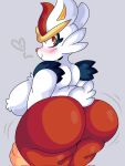  &lt;3 anthro big_butt blush breasts butt cinderace female fur grey_background hi_res huge_butt lewd_dorky nintendo nude pok&eacute;mon pok&eacute;mon_(species) red_body red_fur simple_background solo video_games white_body white_fur 