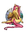  4:5 5_fingers anthro anthrofied areola biped blue_eyes blush breasts cutie_mark epke equid equine eyebrows female fingers fluttershy_(mlp) friendship_is_magic hair hasbro horse long_hair looking_at_viewer mammal my_little_pony nipples pegasus pink_hair pony shy solo wings yellow_body 
