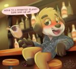  absurd_res animal_crossing anthro buckoguy canid canine canis clothed clothing domestic_dog drunk english_text frett_(animal_crossing) hi_res male mammal nintendo solo substance_intoxication text video_games 