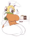  absurd_res anthro big_breasts breasts cake carrot_(one_piece) dessert eating female food hi_res joylewds kneeling lagomorph leporid mammal one_piece rabbit solo thick_thighs 