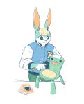  animal_crossing anthro blonde_hair blue_body blue_eyes blue_fur digital_media_(artwork) froggy_chair fur hair hammer hi_res juniper94027020 lagomorph leporid letterman_jacket male mammal nintendo rabbit sasha_(animal_crossing) solo tools video_games 