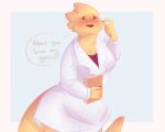  5:4 alphys anthro big_breasts blush breasts buckteeth clothed clothing coat colored_nails dialogue english_text female front_view fully_clothed hi_res lab_coat lizard long_nails nails open_mouth portrait red_nails reptile scales scalie shirt simple_background solo speech_bubble standing stuttering teeth text thick_tail three-quarter_portrait topwear undertale undertale_(series) video_games villi_24 wide_hips yellow_body yellow_scales 