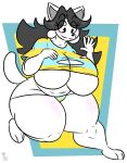  absurd_res anthro blush breasts butt canid canine clothed clothing felid feline female hair hi_res kingretrokirby mammal simple_background tem temmie_(undertale) topwear undertale undertale_(series) underwear video_games white_body 