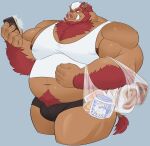  2021 absurd_res anthro arm_hair bag barazoku beard belly big_belly big_bulge big_moobs big_muscles big_nipples big_pecs body_hair bottomwear bulge cellphone chest_hair clothed clothing crop_top ear_piercing ear_ring eyebrows facial_hair food grey_background groceries hair happy_trail hi_res holding_bag holding_object holding_phone hotpants huge_muscles male mammal moobs musclegut muscular muscular_anthro muscular_male navel nipples overweight overweight_anthro overweight_male pecs phone piercing polartoons pubes shirt shorts simple_background smartphone solo suid suina sus_(pig) tank_top thebluebear27 thick_thighs tight_clothing topwear tusks wild_boar 