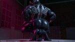  2021 anus balls big_anus big_balls big_butt black_body bubble_butt butt crouching flaccid genitals humanoid low-angle_view male marvel muscular penis rayhuma rear_view solo symbiote venom_(marvel) worm&#039;s-eye_view 