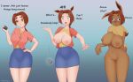 animal_transformation anthro areola big_breasts bottomwear breast_expansion breasts brown_areola brown_body brown_breasts brown_ears brown_fur brown_hair brown_pussy brown_tail clothed clothing comic_sans delia_ketchum dialogue eevee empty_eyes english_text expansion female fur genitals hair human human_to_anthro intelligence_loss mammal mature_female mind_wipe nintendo nipples nude open_clothing open_shirt open_topwear partially_clothed pok&eacute;mon pok&eacute;mon_(species) pussy redtetsu sequence shirt short_tail simple_background skirt solo species_transformation standing text topwear transformation video_games wide_hips 
