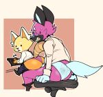  &lt;3 aggressive_retsuko ailurid anthro bodily_fluids bottomwear bulge chair clenched_teeth clothed clothing duo footwear fur furniture haida hi_res hyaenid keyboard_(computer) male mammal multicolored_body multicolored_fur office_chair on_lap pants pants_down partially_clothed pink_body pink_clothing pink_eyes pink_fur pink_underwear red_panda resasuke sanrio sharp_teeth shirt shoes sitting_on_lap size_difference spotted_hyena submarine_screw sweat teal_underwear teeth topwear two_tone_body two_tone_fur underwear yellow_body yellow_fur 