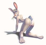  2021 3_toes 4_fingers all_fours anthro anus breasts carrot digital_media_(artwork) disney eating feet female fingers food genitals hi_res hindpaw judy_hopps lagomorph leporid looking_back mammal nipples nude pawpads paws plant pussy rabbit shaded shadow solo toes vegetable yorzis zootopia 