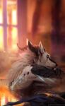  2021 anthro detailed_background digital_media_(artwork) dragon fur furred_dragon hi_res horn male nomax solo text url white_body white_fur wingless_dragon zarko 