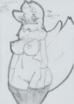  2021 anthro anthrofied bedroom_eyes big_breasts blush bodily_fluids breasts canid canine clothing female fluffy fluffy_tail fox genital_fluids genitals graphite_(artwork) legwear legwear_only lunaris_parukia mammal mostly_nude narrowed_eyes navel nintendo nipples open_mouth pok&eacute;mon pok&eacute;mon_(species) pok&eacute;morph pussy pussy_juice seductive solo stockings stockings_only traditional_media_(artwork) video_games zorua 