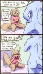  ! anthro bed big_dom_small_sub blue_body blue_fur blush bottomless canid canine canis clothed clothing colored comic covering covering_face dialogue dominant duo embarrassed english_text erection eyes_closed fluffy fluffy_tail fox fur furniture genitals girly hi_res humanoid_genitalia humanoid_penis humor imminent_sex kneeling lewdles male male/male mammal muscular neck_tuft nude orange_body orange_fur penis pillow reluctant shaded shirt shy simple_shading size_difference sketch speech_bubble standing t-shirt text topwear tuft wolf 
