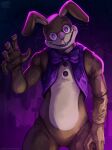  2021 anthro bow_tie brown_body brown_fur clothing five_nights_at_freddy&#039;s fur glitchtrap lagomorph leporid looking_at_viewer male mammal multicolored_body multicolored_fur nurinaki purple_eyes rabbit smile solo tan_body tan_fur topwear two_tone_body two_tone_fur vest video_games whiskers 