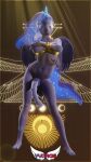  3d_(artwork) 4k 9:16 absurd_res animal_genitalia animal_penis anthro anthrofied balls blue_eyes blue_hair bracelet breasts clothing covering covering_breasts covering_self crossgender digital_media_(artwork) egyptian egyptian_clothing equid equine equine_penis ethereal_hair ethereal_tail feet friendship_is_magic ftg_crossgender fti_crossgender genitals gold_(metal) gold_jewelry gynomorph hair hasbro hi_res horn humanoid_feet intersex jewelry mammal my_little_pony penis princess_luna_(mlp) solo sparkles vyprae winged_unicorn wings 