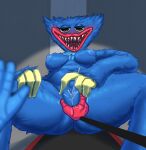  arm_on_leg arm_on_thigh arms_bent bent_legs big_mouth_(anatomy) blue_body bodily_fluids breasts crossgender digital_media_(artwork) disembodied_hand duo ejaculation female fluffy genital_fluids genitals groping_crotch hand_on_leg hand_on_own_leg hand_on_own_thigh hand_on_pussy hand_on_thigh hi_res holding_leg holding_thigh huggy_wuggy humanoid in_heat lips looking_at_viewer lying monster nipples on_back open_mouth poppy_playtime presenting psakorn_tnoi pussy pussy_ejaculation pussy_juice red_lips shaded sharp_teeth size_difference smile spread_legs spreading squeezing teeth thick_thighs touching_pussy video_games wide_hips 