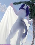  3d_(artwork) absurd_res anthro anthrofied breasts butt digital_media_(artwork) equid equine extremespeedslowpoke female friendship_is_magic hi_res mammal my_little_pony nude outside palm_tree plant rarity_(mlp) solo translucent tree 