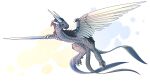  3_tails alpha_channel anonymous_artist beak dragon feathered_dragon feathered_wings feathers feral flying frown hi_res male multi_tail scales scalie sky solo tettel_yeols_(lights_in_the_darkness) wings wyvern 