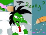  annoyed anthro bathroom blush bob_vorsh_(jack) bodily_fluids breath breathing cum cum_in_mouth cum_inside cum_on_face dinosaur duo embarrassed fellatio genital_fluids genitals glory_hole green_body green_scales illegaleel jack_(webcomic) licking male male/male oral penile penis penis_lick premature_ejaculation public_restroom reptile restroom_stall scales scalie sex tongue tongue_out unseen_character 