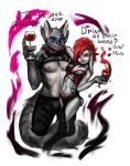  2021 anthro biped blue_eyes breasts container cup drinking_glass duo english_text female glass glass_container glass_cup glowing glowing_eyes hair hi_res lagomorph leporid lips male mammal navel rabbit red_eyes red_hair sleepyhelen smile text wine_glass 