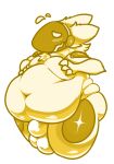  anthro belly blush bulge butt cel_shading clothing digital_media_(artwork) embarrassed fat_rolls glistening glistening_clothing hi_res machine male monochrome moobs obese overweight protogen shaded solo solo_focus thong tight_clothing tofe_(troplilly) troplilly underwear yellow_and_white 