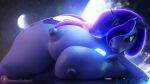  16:9 3d_(artwork) 4k absurd_res anthro anthrofied areola big_breasts blue_body blue_fur blue_hair blue_theme breasts cutie_mark digital_media_(artwork) equid equine ethereal_hair female friendship_is_magic fur glowing hair hasbro hi_res horn huge_breasts huge_thighs lunar57 lying mammal my_little_pony nipples on_side princess_luna_(mlp) solo sparkles thick_thighs unicorn widescreen 