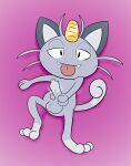  alolan_meowth anthro balls bed coin darkajugin erection fangs felid foreskin fur furniture genitals grey_body grey_fur hi_res humanoid_genitalia humanoid_penis looking_at_viewer male mammal masturbation nintendo nude penis pok&eacute;mon pok&eacute;mon_(species) regional_form_(pok&eacute;mon) simple_background solo tight_foreskin tongue tongue_out video_games 