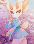  animal_crossing anthro artist_name asian_clothing blue_sky cervid chromatic_aberration clothed clothing day detailed_background digital_media_(artwork) east_asian_clothing female hi_res japanese_clothing kimono looking_at_viewer mammal necromeowncer nintendo outside portrait shino_(animal_crossing) sky solo three-quarter_portrait video_games 