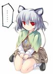  1girl :&lt; ai_takurou animal_ears grey_hair mouse_ears mouse_tail nazrin red_eyes sitting solo tail touhou 