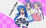  hiiragi_kagami hiiragi_tsukasa izumi_konata lucky_star maid waitress wallpaper 