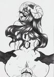  1girl anus arrancar ass ass_grab bent_over bleach blush censored dark_skin doggystyle doujinshi facial_mark from_behind greyscale hetero horns long_hair looking_at_viewer looking_back monochrome nakagami_takashi nelliel_tu_odelschwanck nude open_mouth penis pointless_censoring pov pussy pussy_juice scan sex simple_background skull spoilers sweat tattoo teeth traditional_media vaginal 