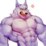  1:1 2021 abs absurd_res anthro biceps black_nose canid canine fur hi_res male mammal muscular muscular_anthro muscular_male o_reowoof pecs red_eyes simple_background solo white_body white_fur 