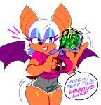  anthro bat_wings big_breasts blush breasts chiropteran clothing dialogue digital_media_(artwork) female funko_pop! looking_at_viewer mammal membrane_(anatomy) membranous_wings rouge_the_bat sega shirt solo sonic_the_hedgehog_(series) talking_to_viewer topwear wamudraws wings 