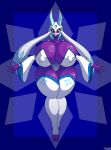  9-puzzle absurd_res bangs big_breasts blue_eyes blue_hair breasts clothed clothing female froslass hair hi_res horn huge_breasts ice mask nintendo pok&eacute;mon pok&eacute;mon_(species) purple_body snowflake solo video_games yellow_sclera 
