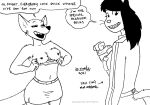  2021 anthro bottomwear breasts clothed clothing dialogue digital_media_(artwork) domestic_cat duo ear_piercing ear_ring english_text eyes_closed felid feline felis female hair kangaroo kangy_(tegerio) long_hair macropod mammal marsupial monochrome navel nipples open_mouth piercing pouch_(anatomy) skirt smile tegerio text tight_clothing topless topwear 