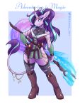  2021 3:4 absurd_res ambris anthro armlet blue_eyes boots breasts clothed clothing crotch_lines digital_media_(artwork) dungeons_and_dragons ear_piercing equid equine eyebrows eyelashes female footwear friendship_is_magic fur green_tail hair hand_on_hip hasbro hi_res high_heeled_boots high_heels horn horn_jewelry horn_ring jewelry legwear long_hair looking_at_viewer mammal multicolored_hair my_little_pony necklace piercing purple_body purple_fur purple_hair purple_tail ring_(jewelry) shaded smile smiling_at_viewer smirk solo staff starlight_glimmer_(mlp) stockings tail_jewelry tail_tuft teal_hair torn_clothing torn_legwear torn_stockings tuft two_tone_hair two_tone_tail unicorn wizards_of_the_coast 