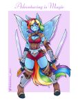  2021 3:4 absurd_res ambris anthro armor belt blue_body blue_fur breasts cleavage_cutout clothing crotch_lines digital_media_(artwork) ear_piercing equid equine eye_scar eyebrows eyelashes facial_scar feathered_wings feathers female friendship_is_magic fur gauntlets gloves hair handwear hasbro hi_res looking_at_viewer mammal melee_weapon midriff multicolored_hair multicolored_tail my_little_pony navel notched_ear pegasus piercing poleyn rainbow_dash_(mlp) rainbow_hair rainbow_tail scar shaded short_hair smile smirk solo sword unguligrade_anthro weapon wings 
